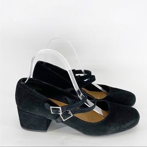 Steve Madden Hatalie black suede double strap Mary Jane
